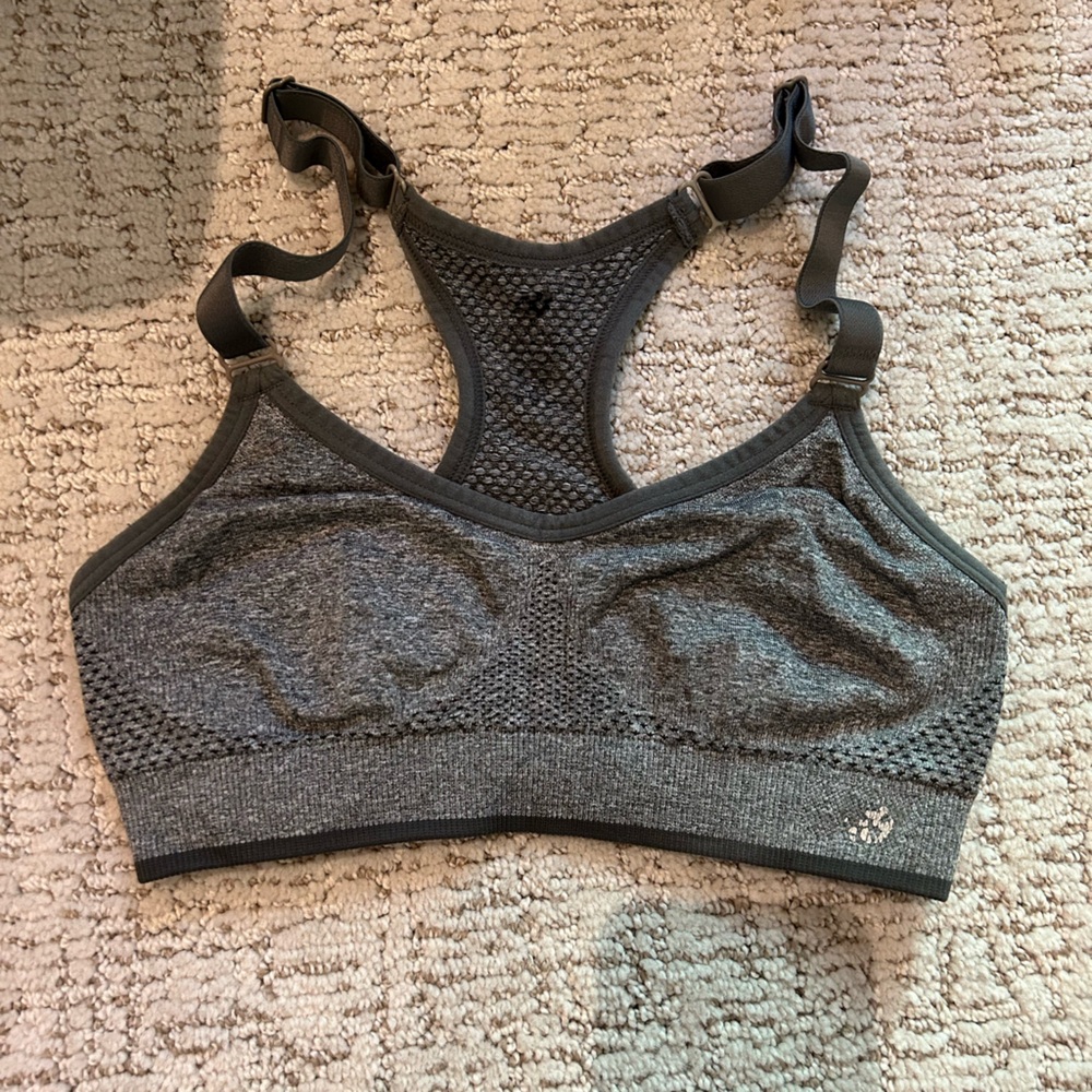 New balance gray racer back sports bra